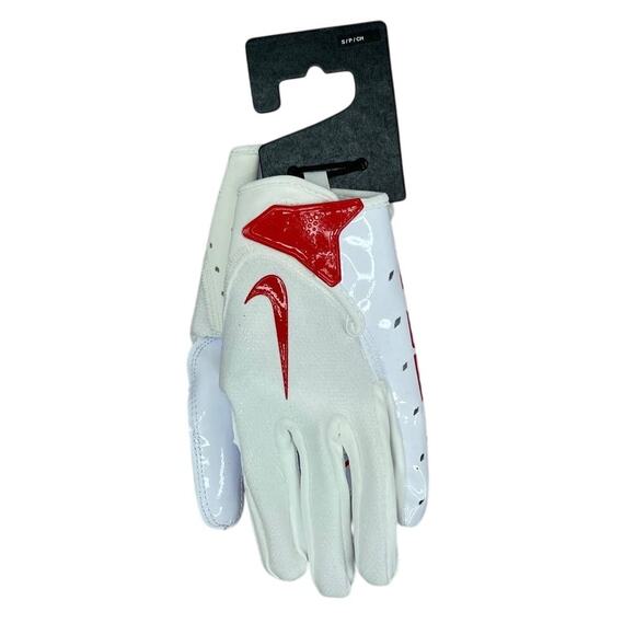 NWT Nike Vapor Jet 7.0 White Red Football Gloves Youth Size Small - Picture 2 of 6